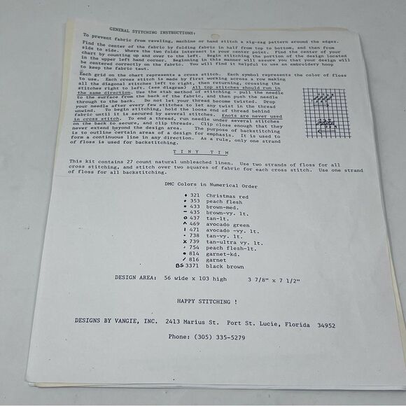 Tiny Tim Counted Cross Stitch Kit Designs by Vangie Opened - Picture 5 of 11